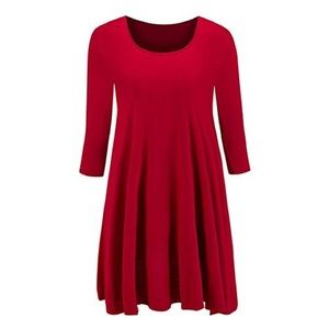 3/4 length sleeve red tunic